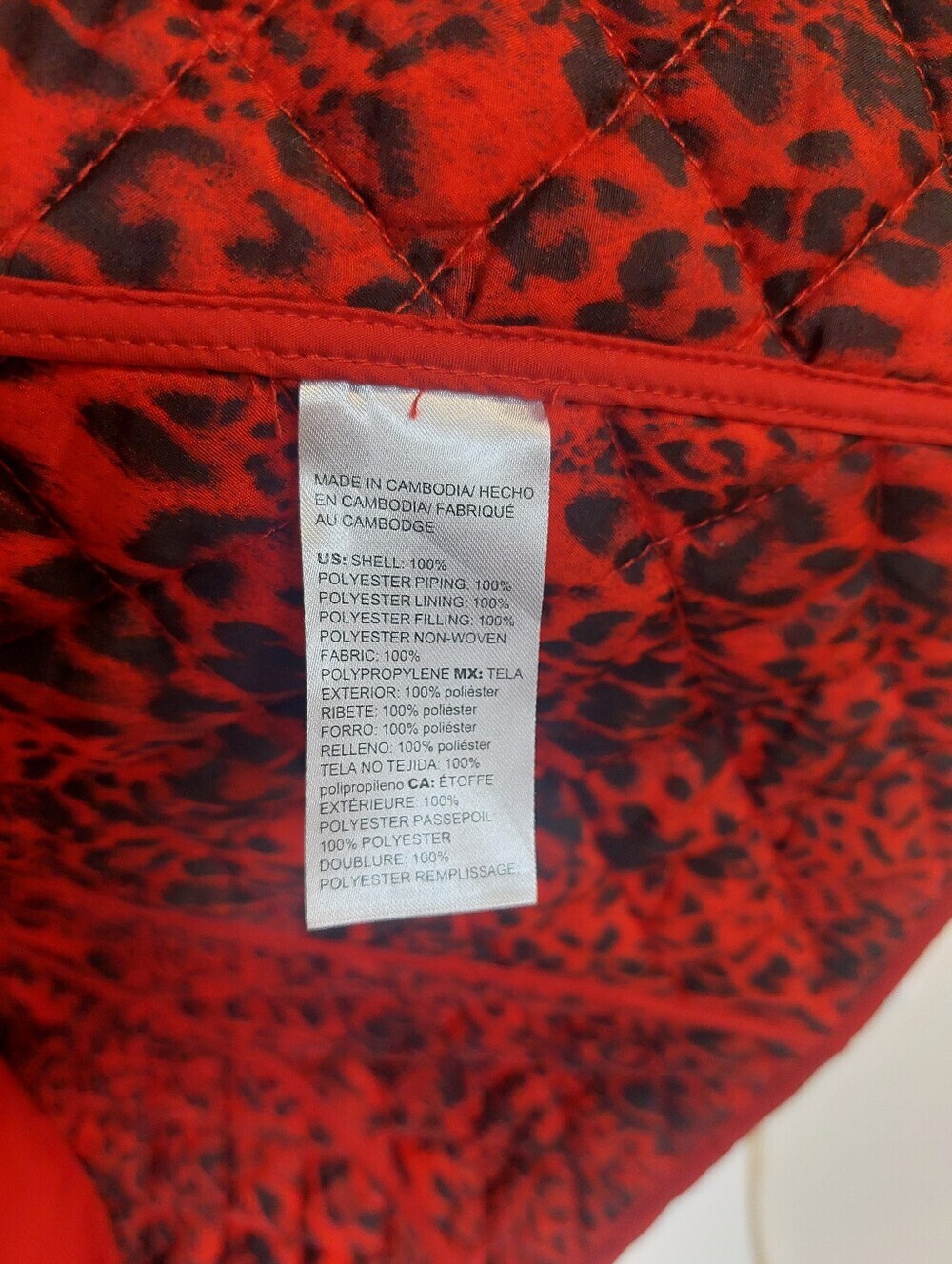 Chico's Quilted Red Button-Front Puffer Jacket - Picture 4 of 6